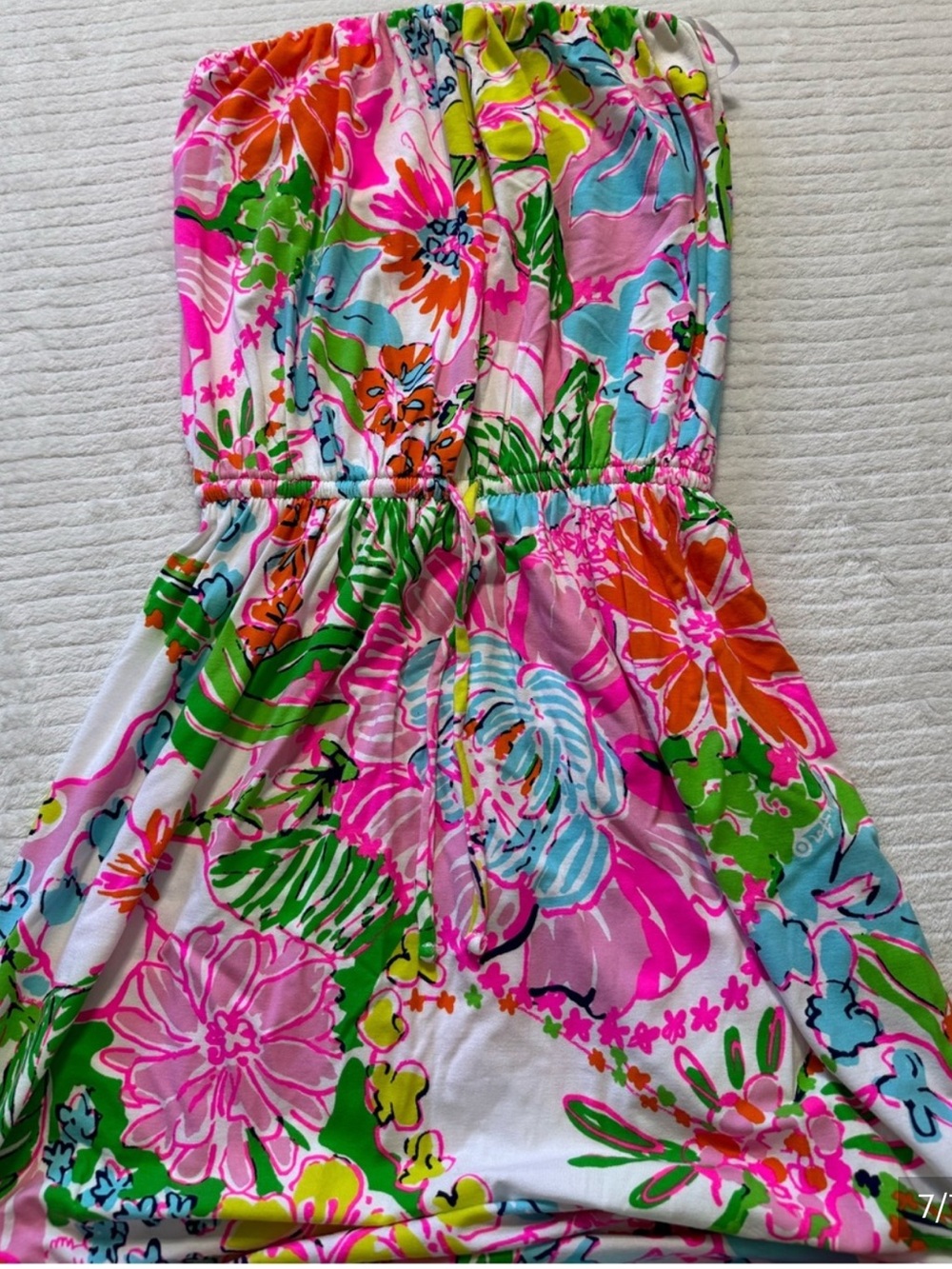 Lilly Pulitzer Strapless Floral Maxi Dress in Pink, Green & Orange - Picture 7 of 7